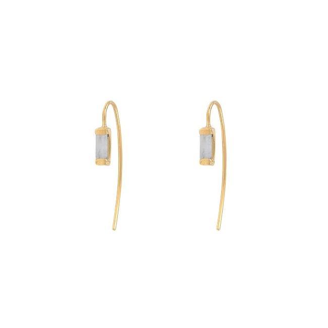 Leticia Ponti Tiny Molly boucles d'oreilles pierre de lune plaqué or
