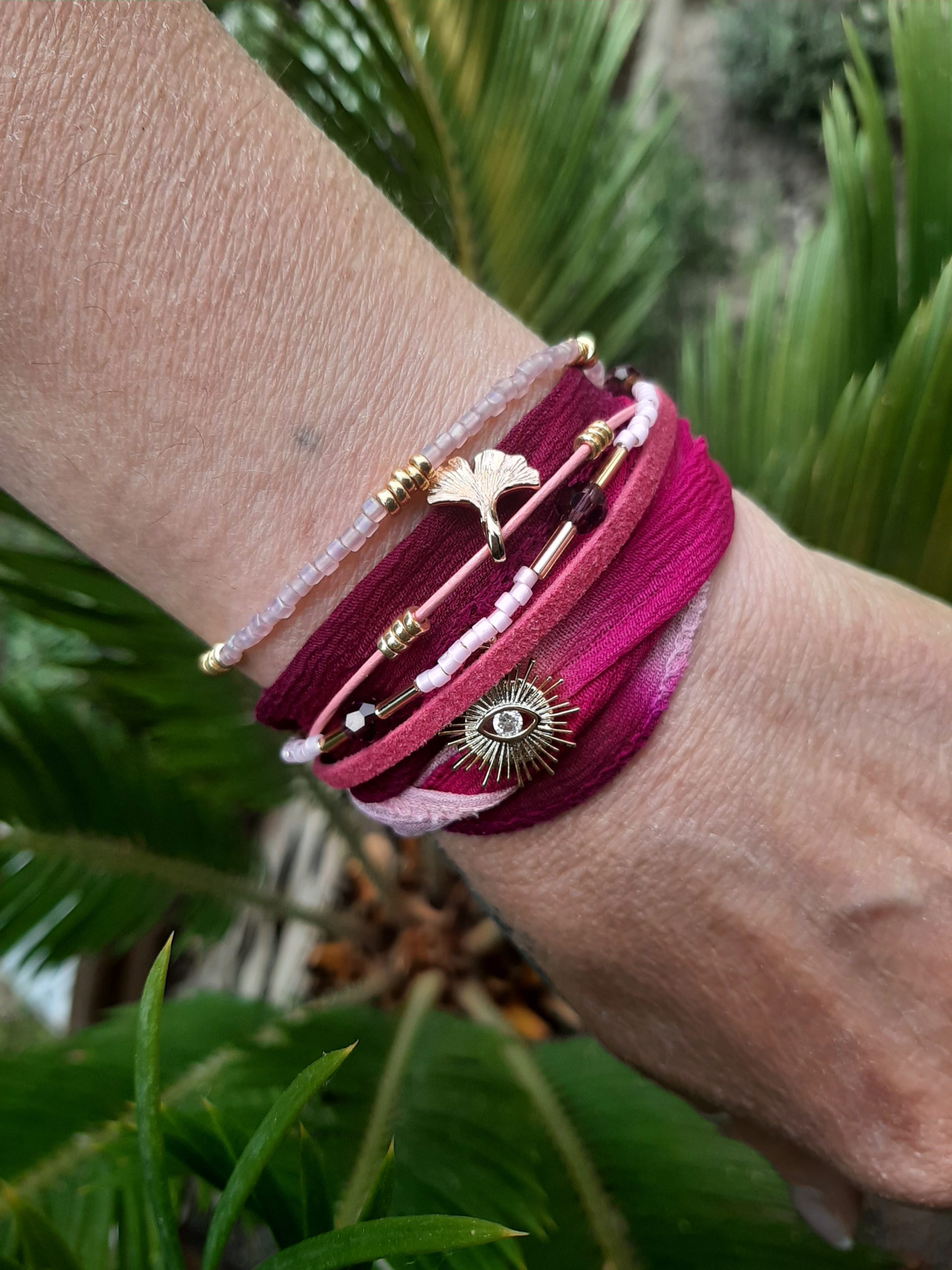 Les Ailes de Gloria Blue Bracelet Soie Bleu Azur 85cm