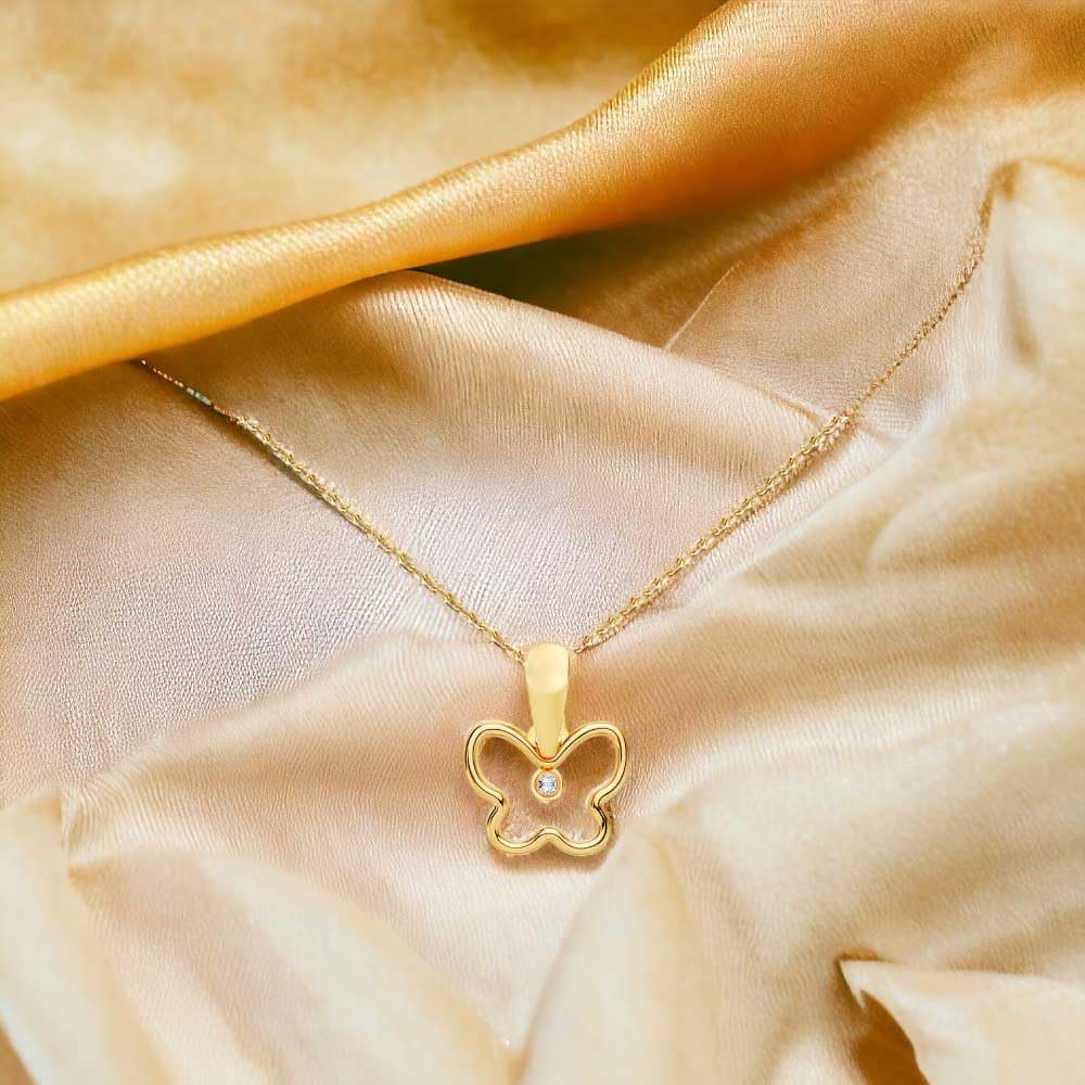 L'Atelier d'Azur Collier Papillon or 18 carats zirconium + chaîne