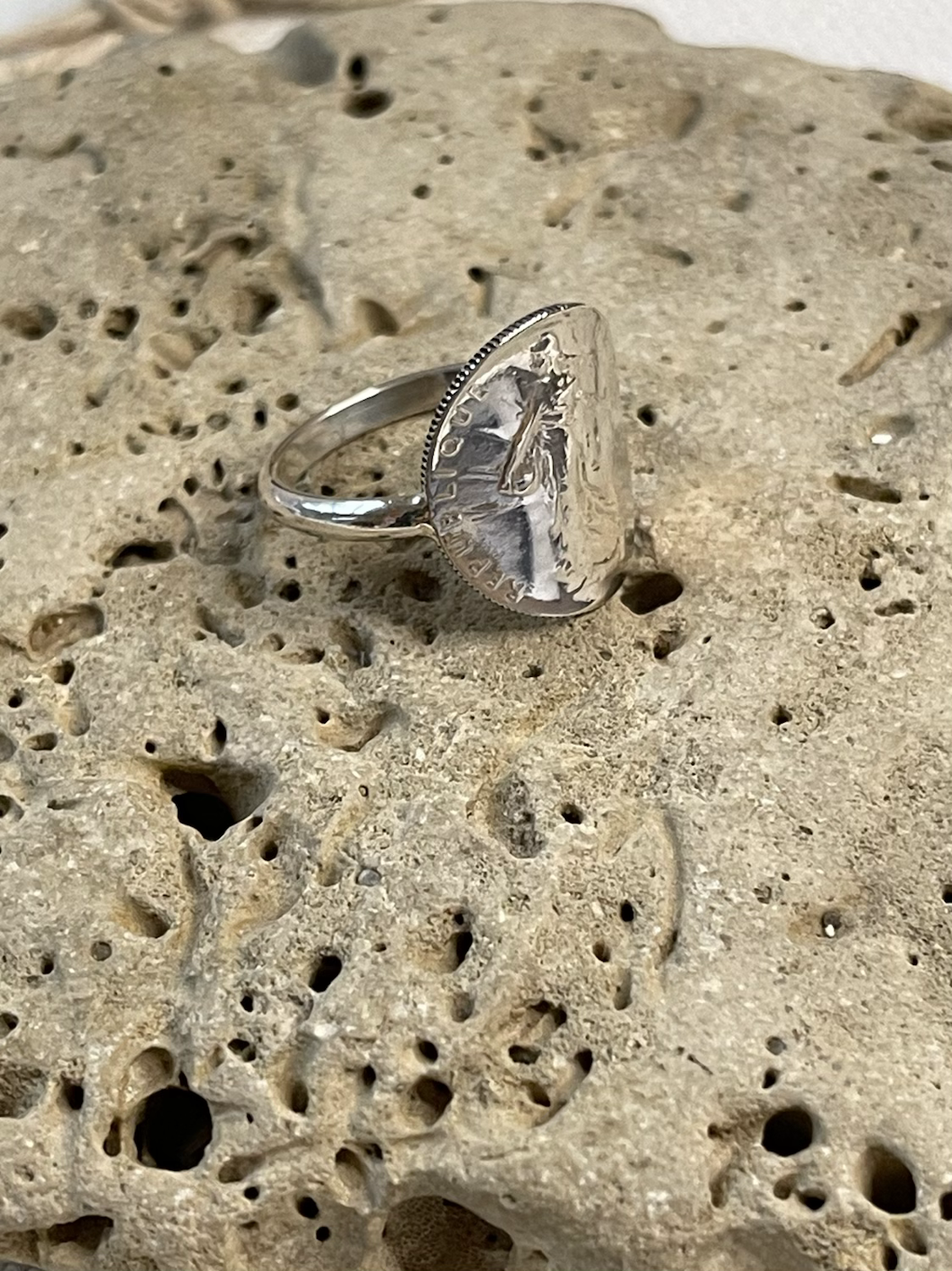 Le P'tit Franc Bague 50 centimes argent massif pièce Semeuse