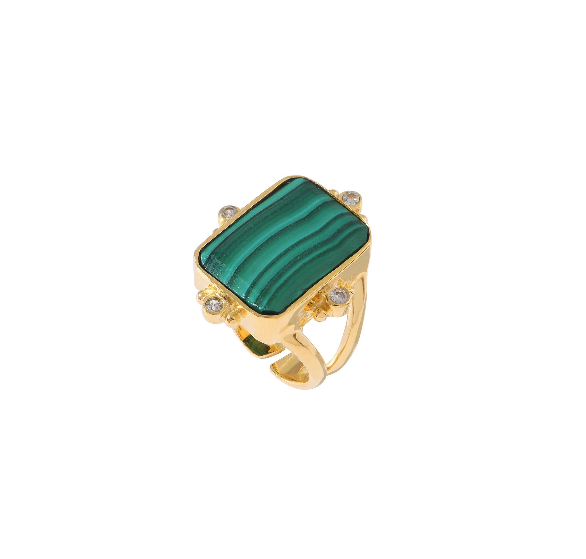 Leticia Ponti Norah bague labradorite ajustable plaqué or