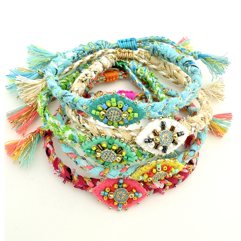 Hypnochic Bracelets Bandanas Œil Nazar tressé ajustable