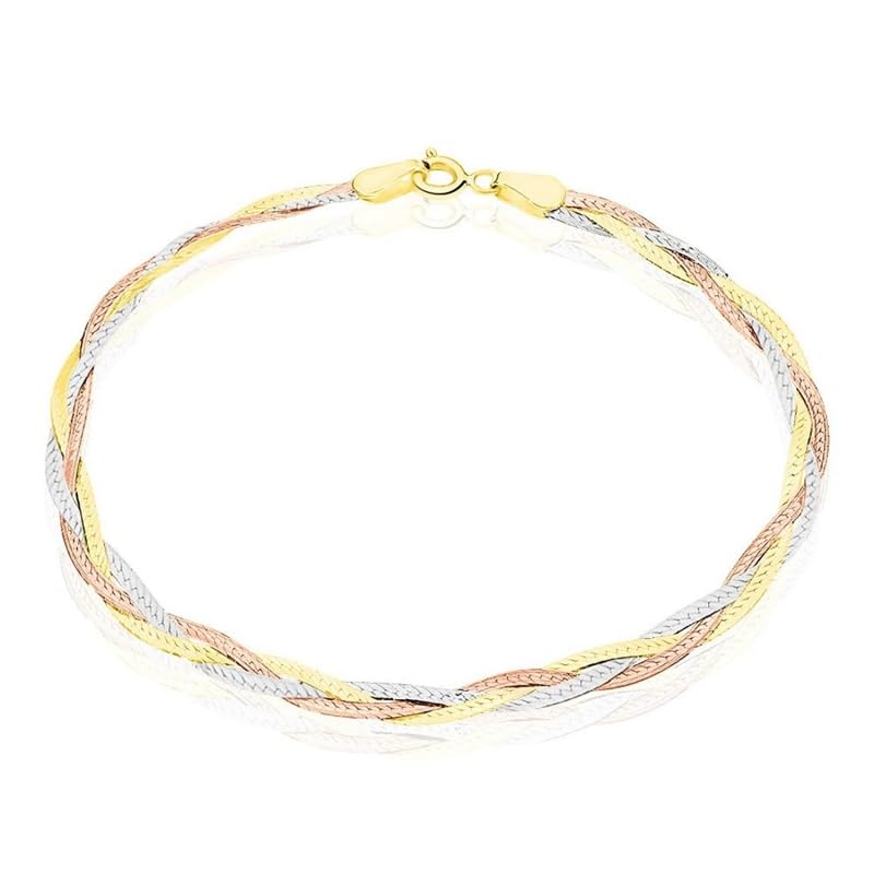 L'Atelier d'Azur Trois Ors bracelet tresse or tricolore 18 cm