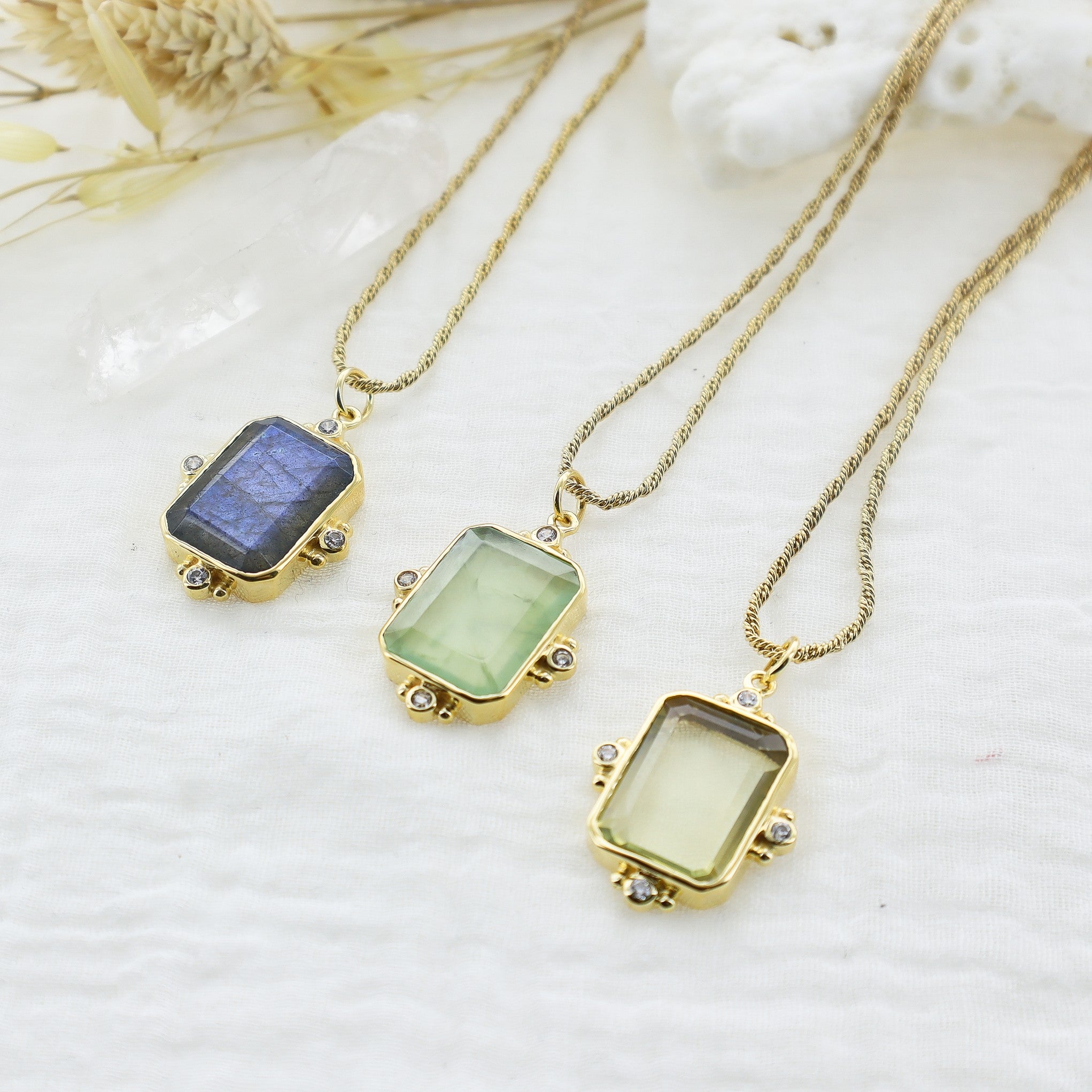 Leticia Ponti Norah collier quartz lemon 40cm plaqué or