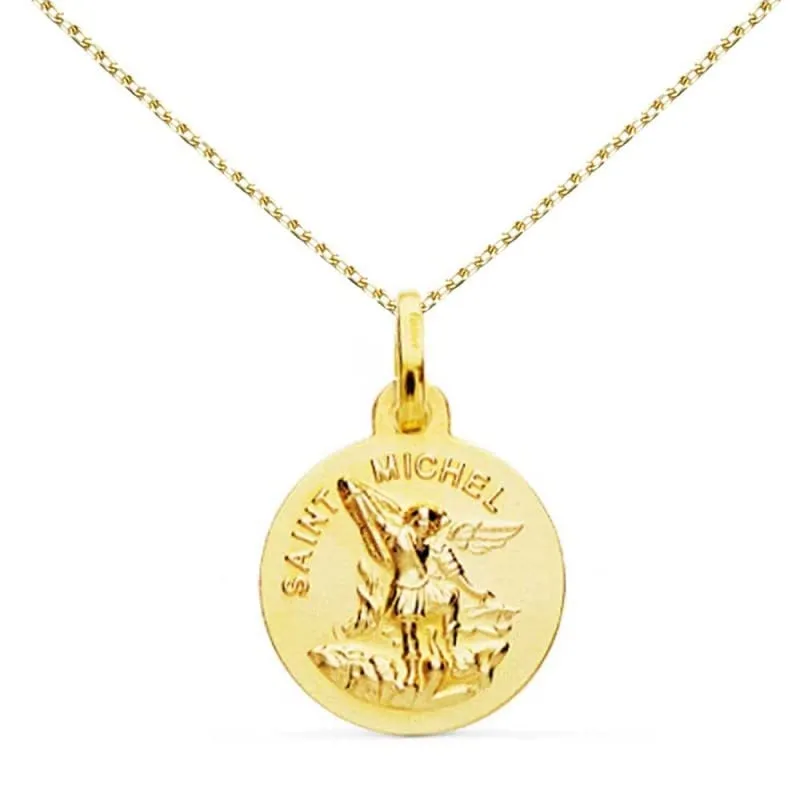 L'Atelier d'Azur Saint Michel Or 18 Carats Collier Gravure 45cm
