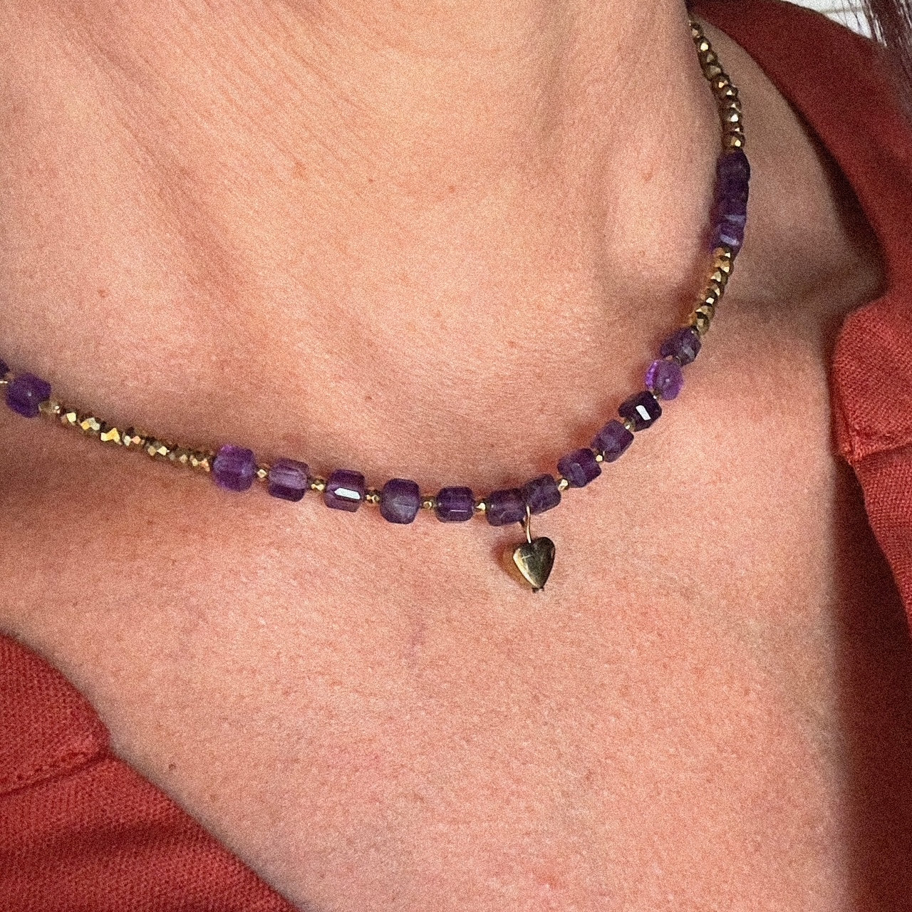 MAD SO CREATION Moon collier amethyste 41 cm
