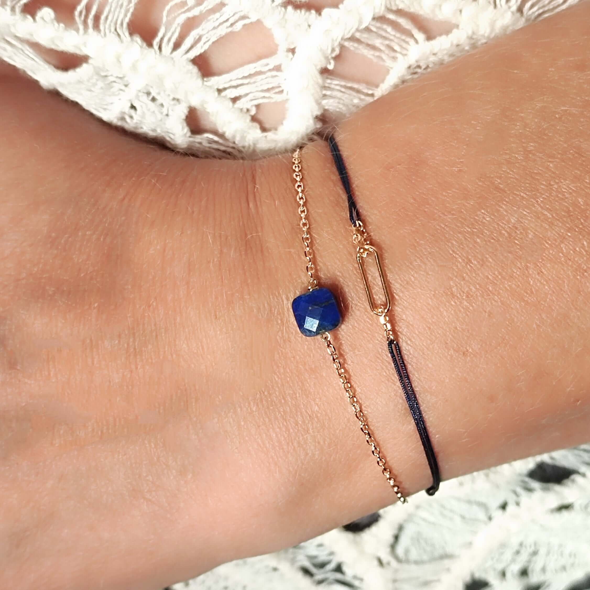 Ô PLUM Cordon Petit Anneau Ovale bracelet gris plaqué or