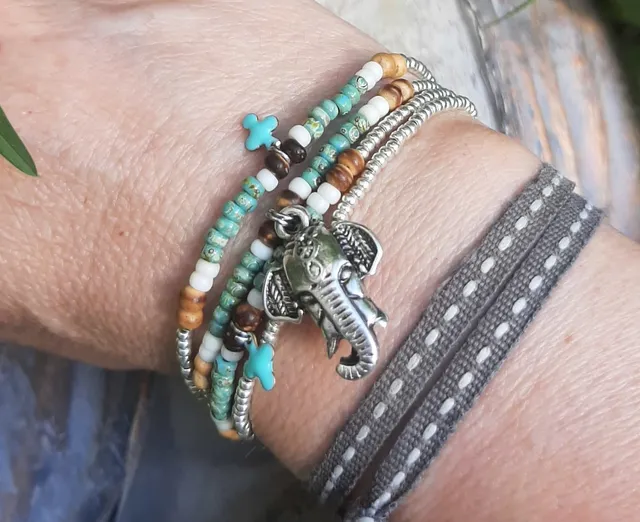 LES AILES DE GLORIA Elephas India bracelet multirangs pour femme