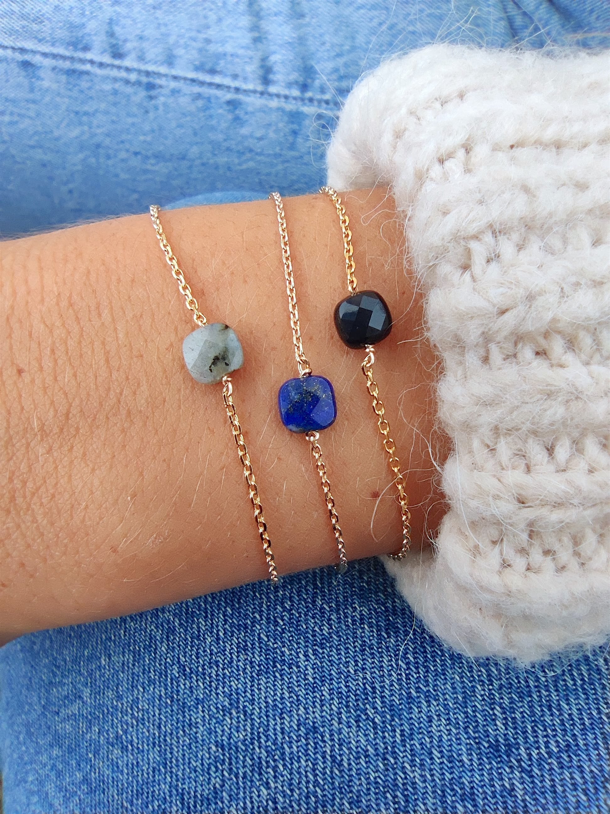 Ô PLUM Charlie Labradorite bracelet plaqué or pierre