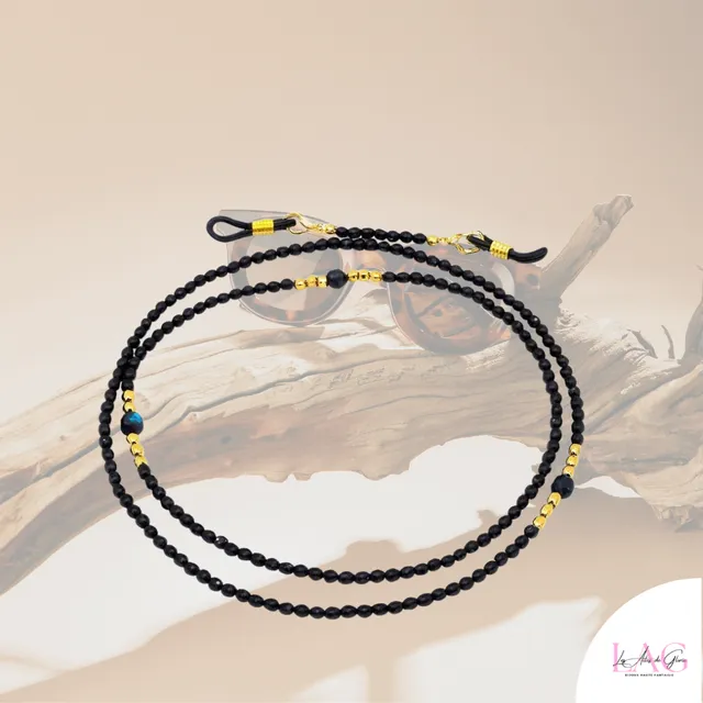 Les Ailes de Gloria Chaîne de lunettes Black Scintillant noire