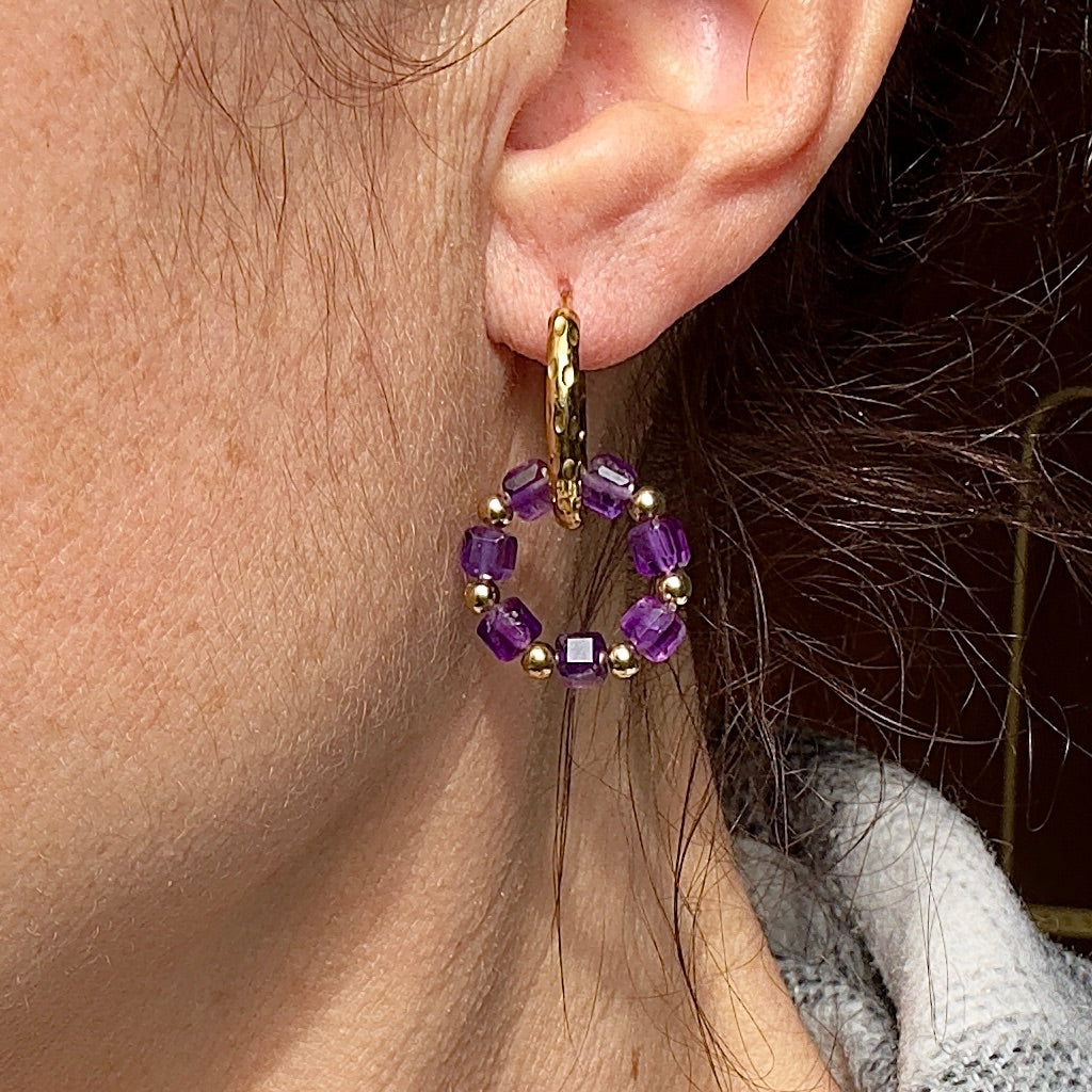 Mad So Creation Kate créoles interchangeables boucles amethyste