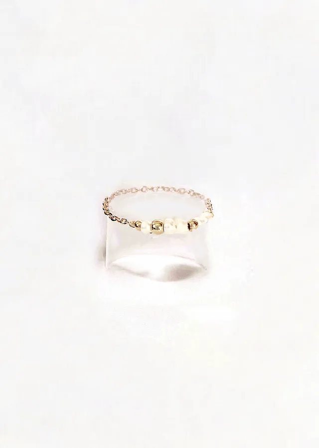 Ô PLUM Gina bague perles plaqué or réglable