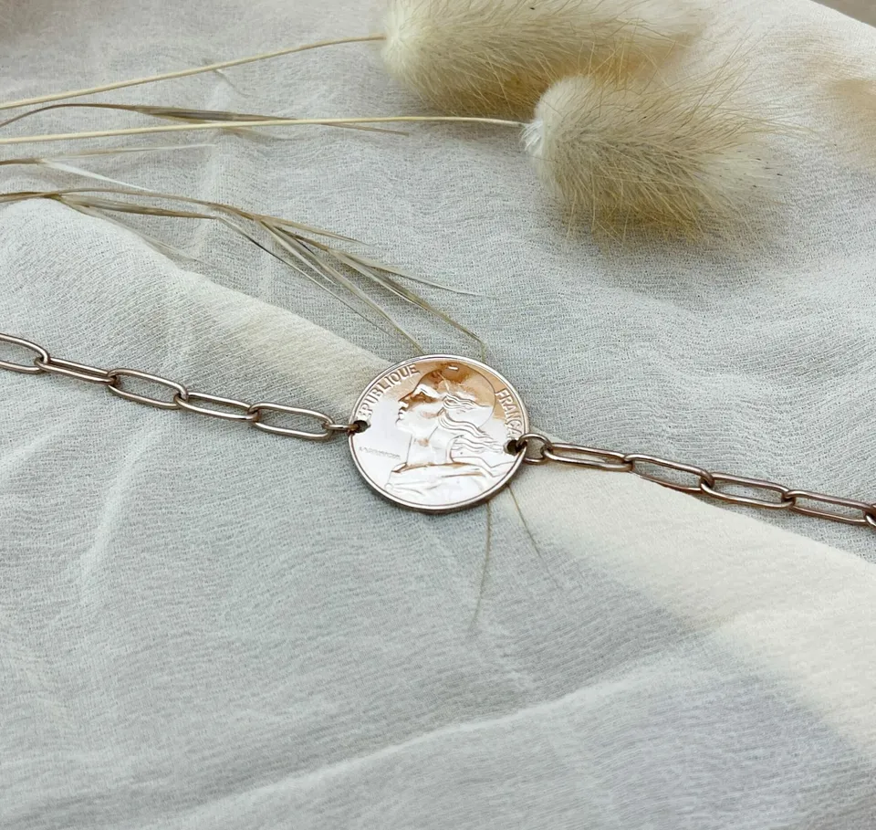 Le P'tit Franc Bracelets Trombone 20 cts bracelet pièce 17 cm