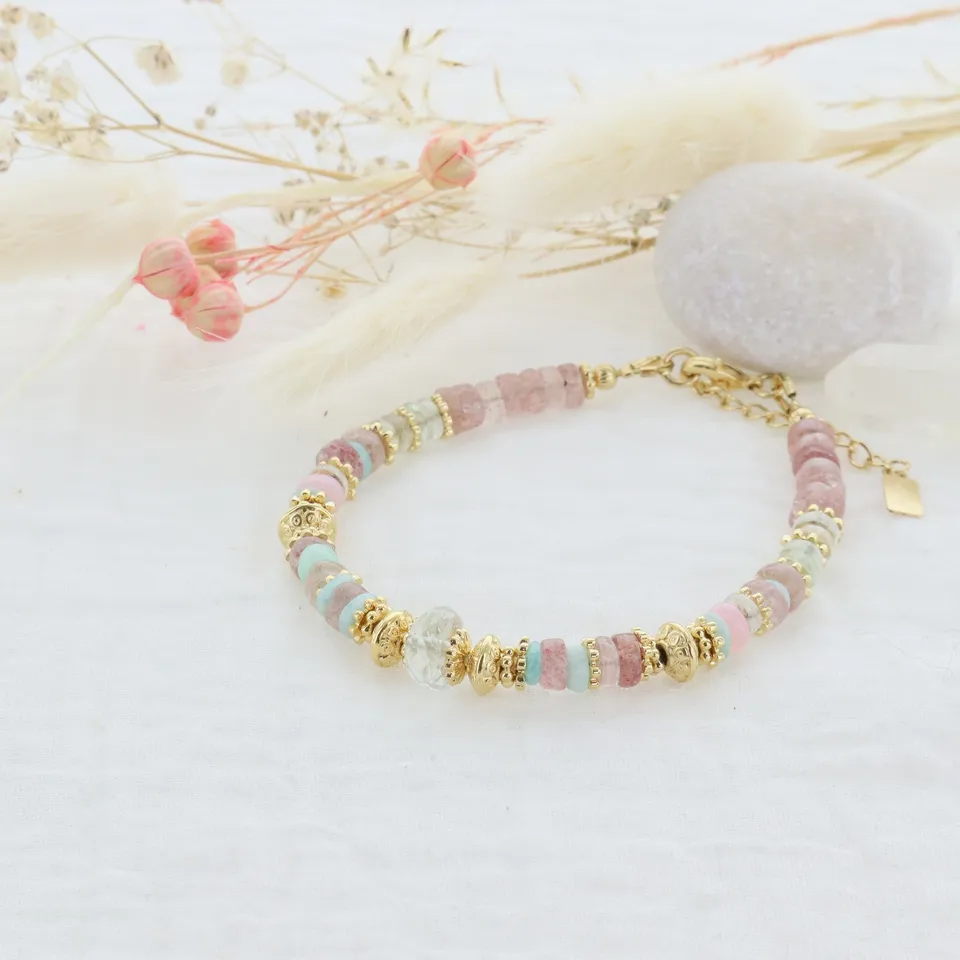 Leticia Ponti Lana bracelet strawberry quartz pierres roses