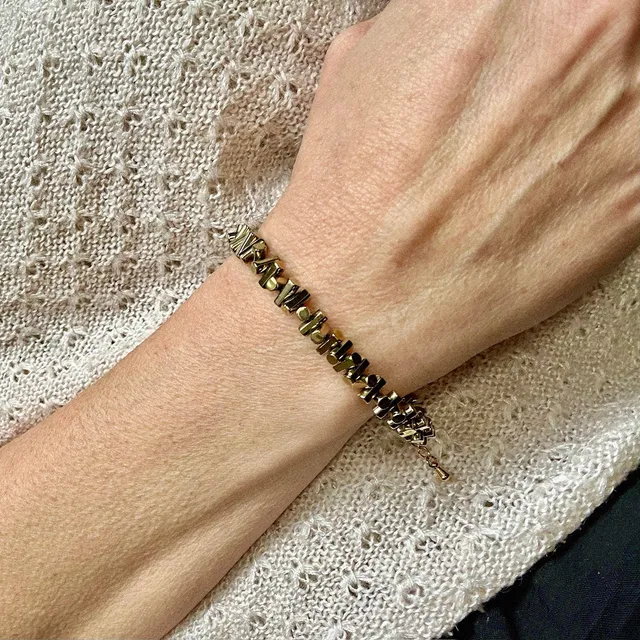 MAD SO CREATION Madi bracelet hématite dorée 17 cm