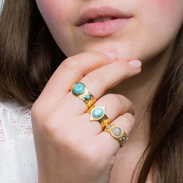 Hypnochic Gaia bague fantaisie acier pierre