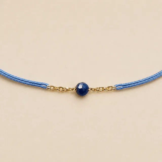 Ô PLUM Cordon mini bracelet enfant lapis-lazuli plaqué or