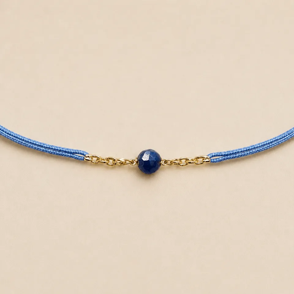 Ô PLUM Cordon mini bracelet enfant lapis-lazuli plaqué or