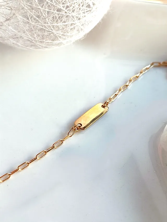 Ô PLUM Gourmette Bracelet Plaqué Or 13/16 cm Gravable