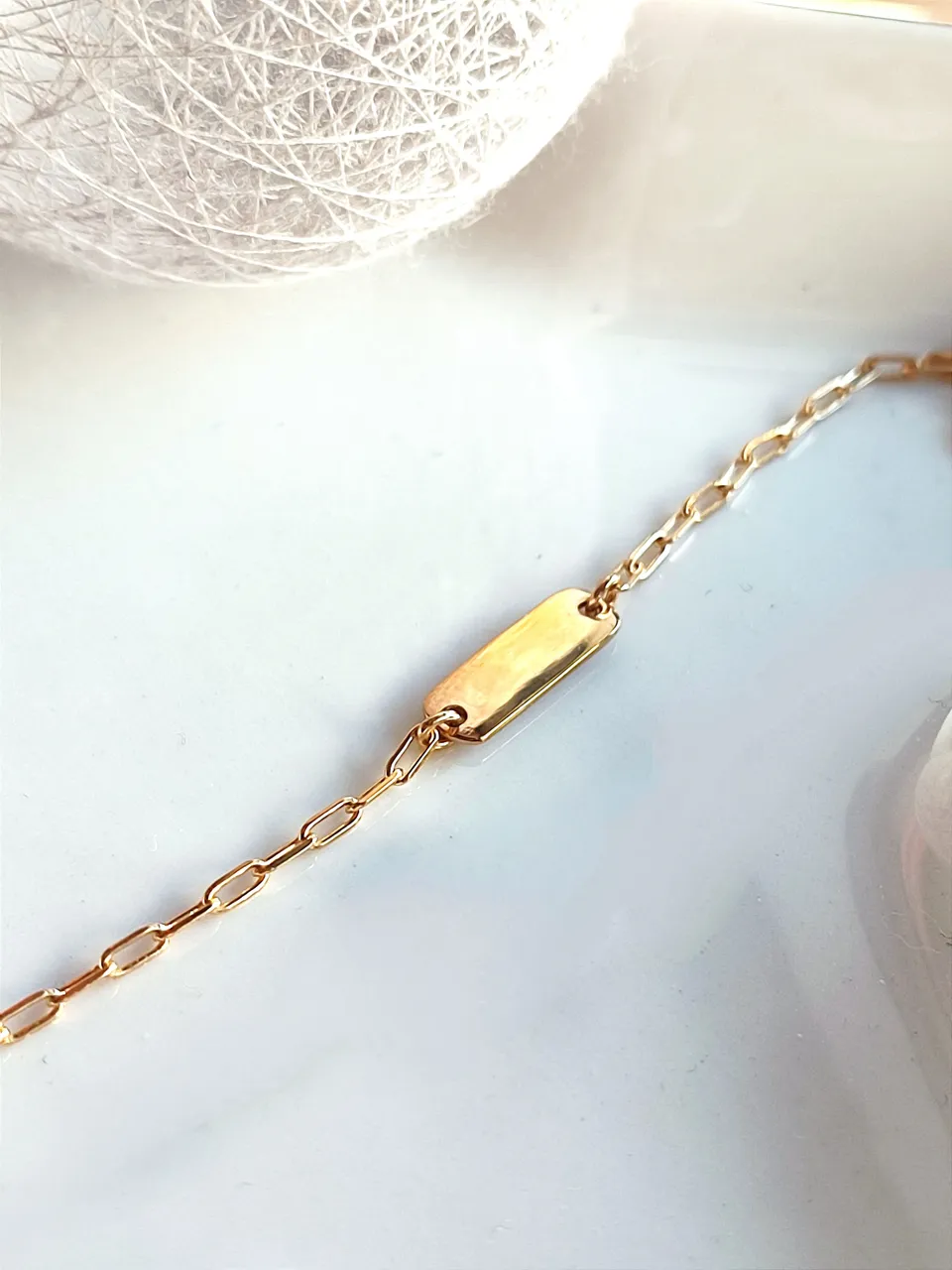 Ô PLUM Gourmette Bracelet Plaqué Or 13/16 cm Gravable