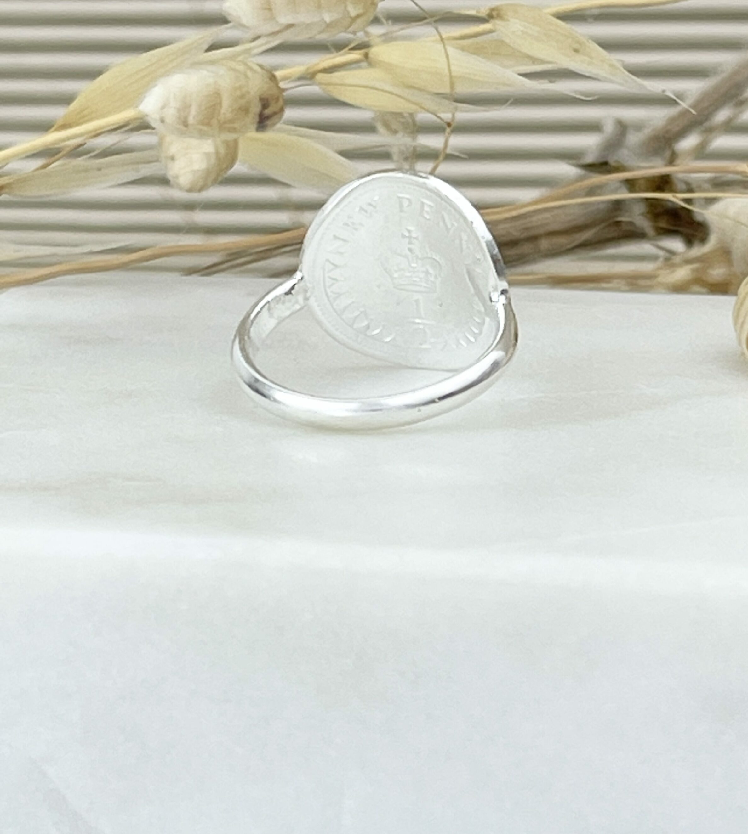 Le P’tit Franc Bague 1/2 Penny bague pièce anglaise Elizabeth II plaqué or