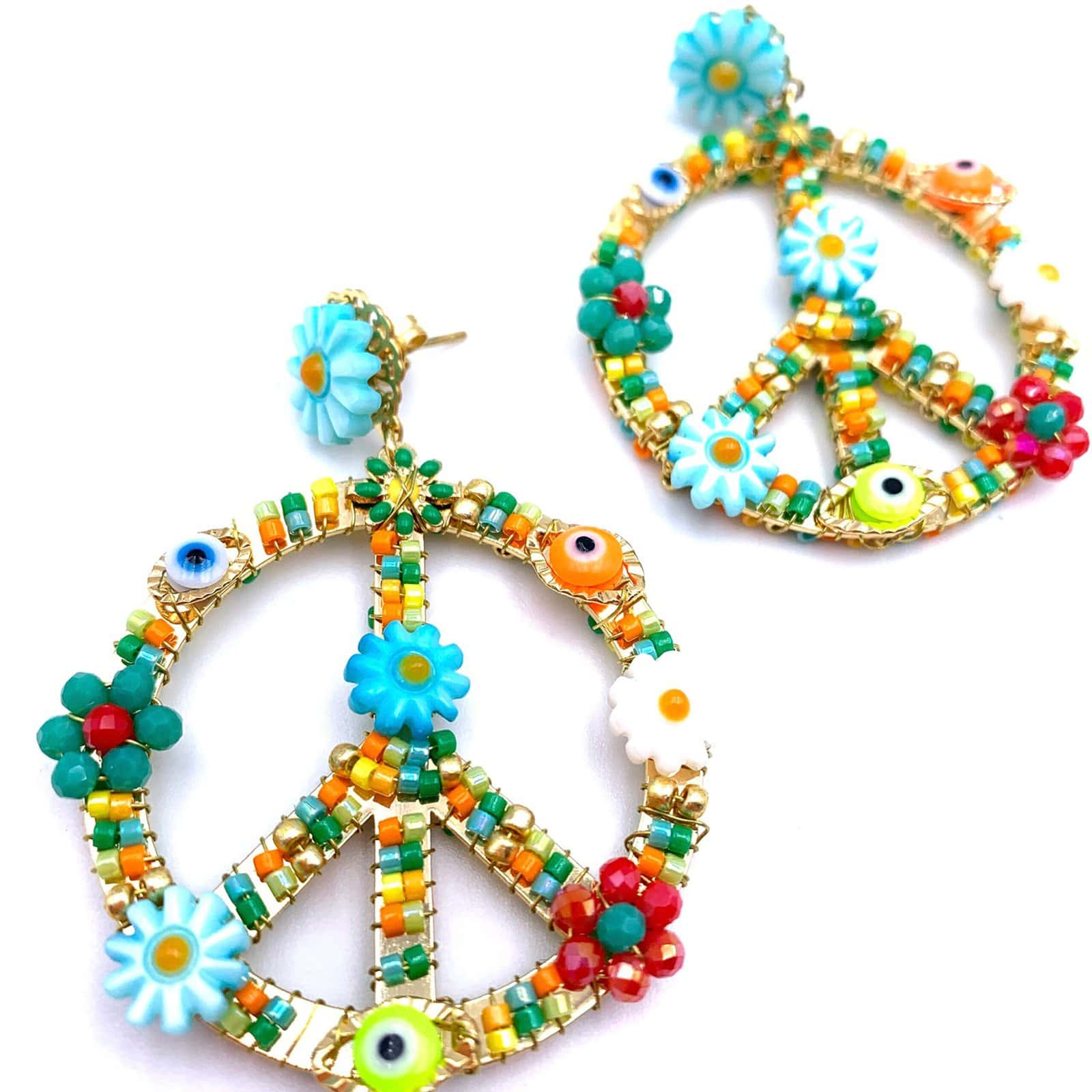 Hypnochic Baby Peace Flower boucles pendantes Miyuki 4 cm
