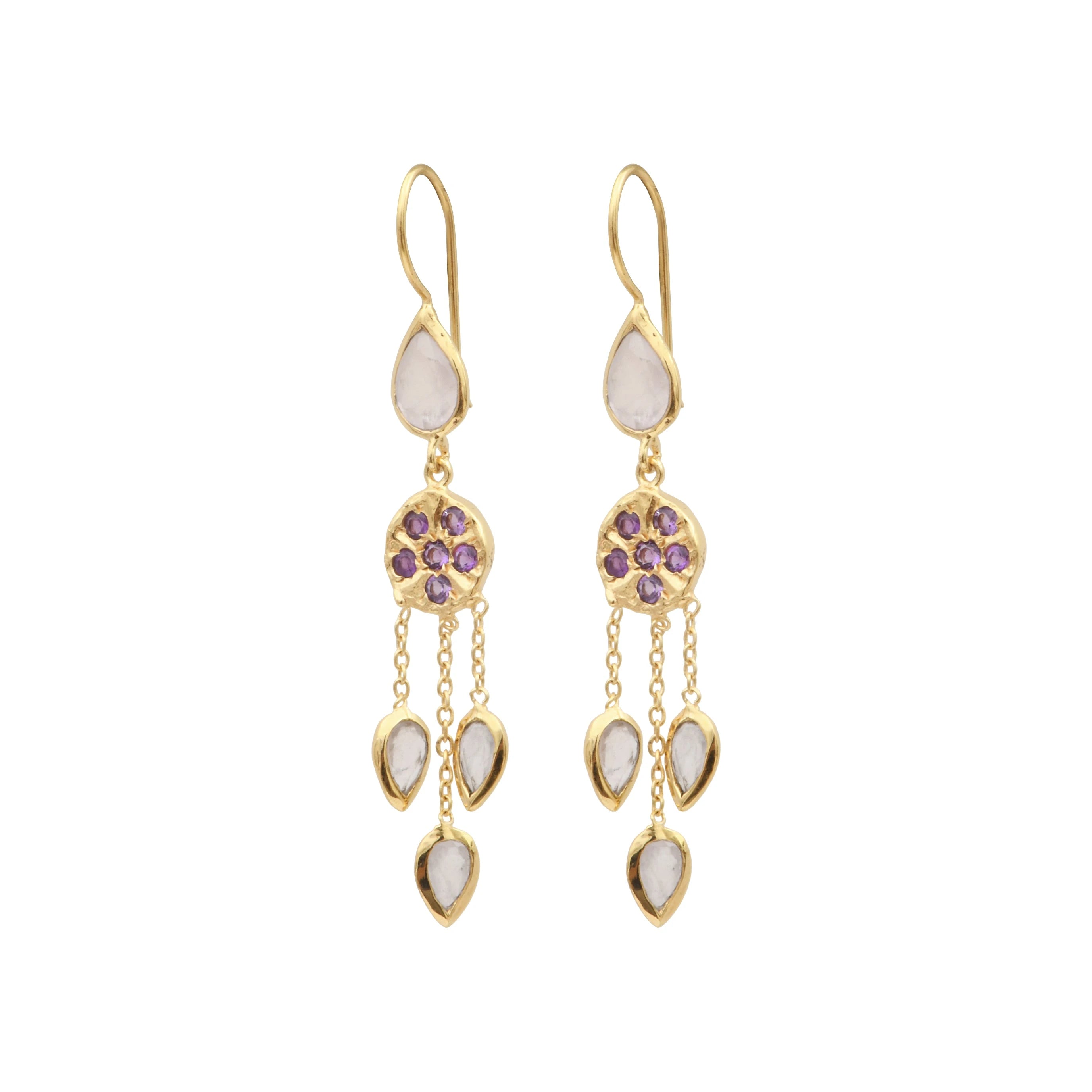 Leticia Ponti Gina boucles d'oreilles quartz rose plaqué or