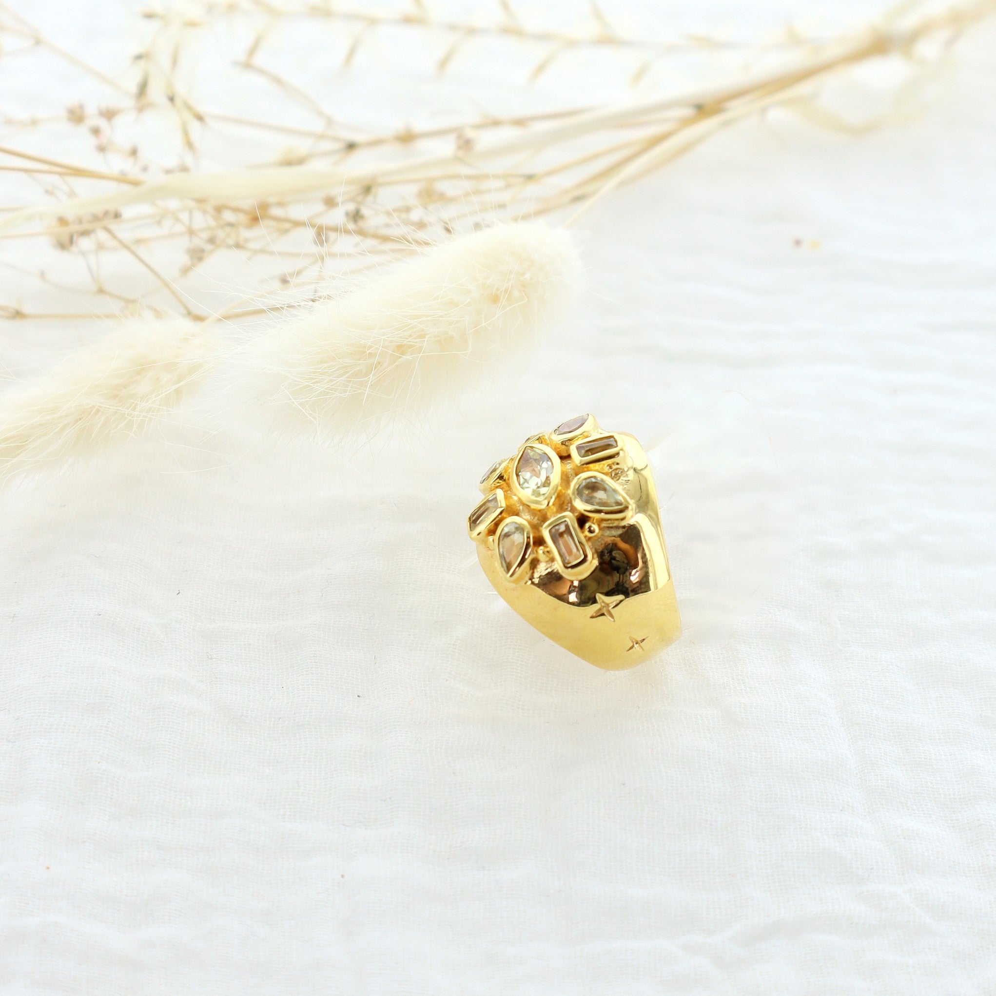 Leticia Ponti Emy bague quartz lemon plaqué or T52