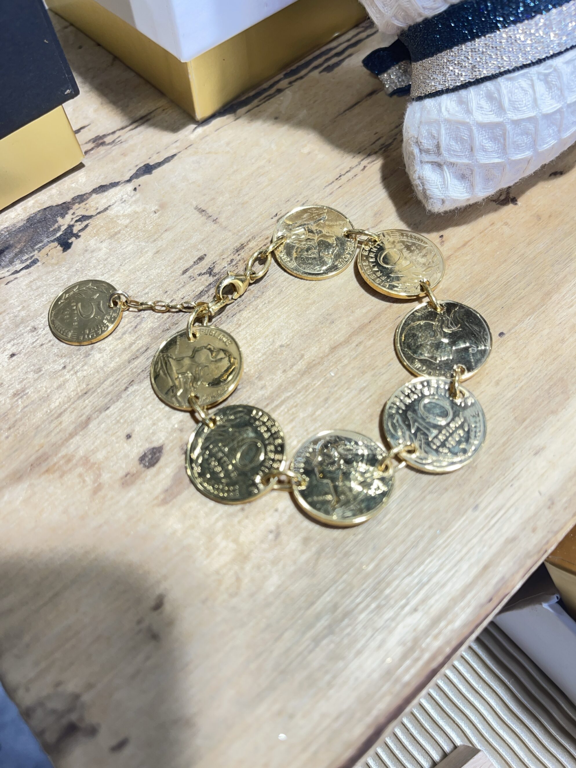 Le P'tit Franc Révolution 10 centimes bracelet plaqué or