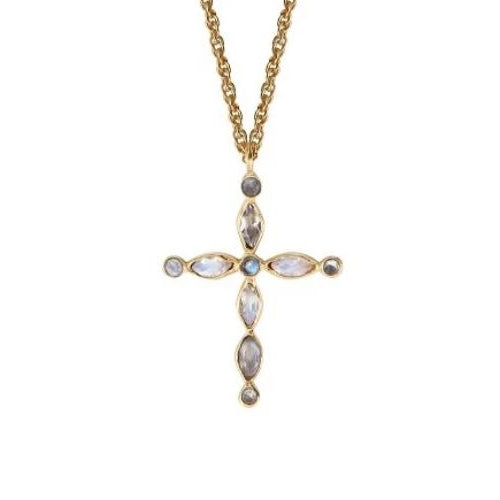 Leticia Ponti Croix collier labradorite 40cm plaqué or