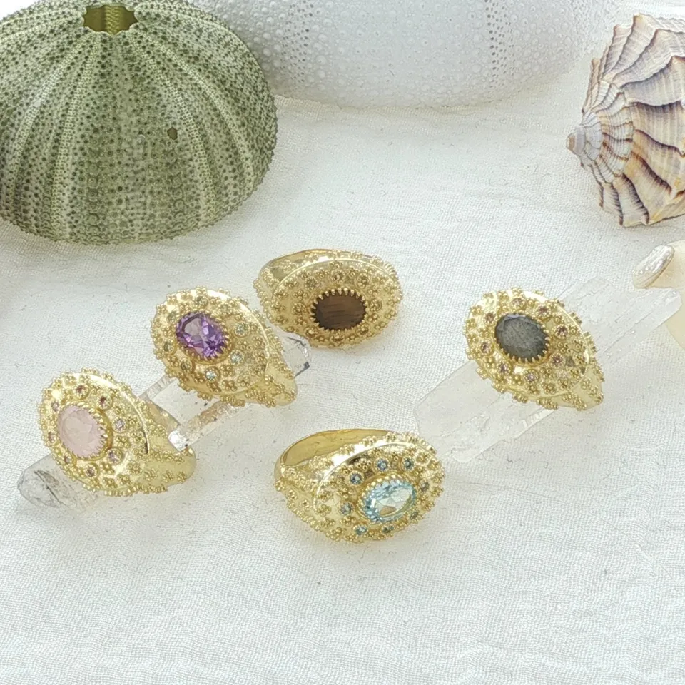 Leticia Ponti Eva bague plaqué or topaze taille 52