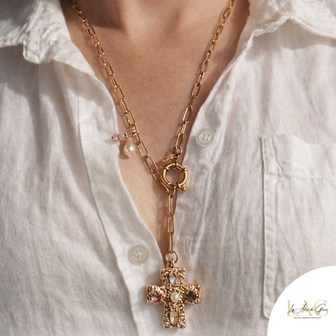 LES AILES DE GLORIA Chapelet Précieux collier sautoir femme