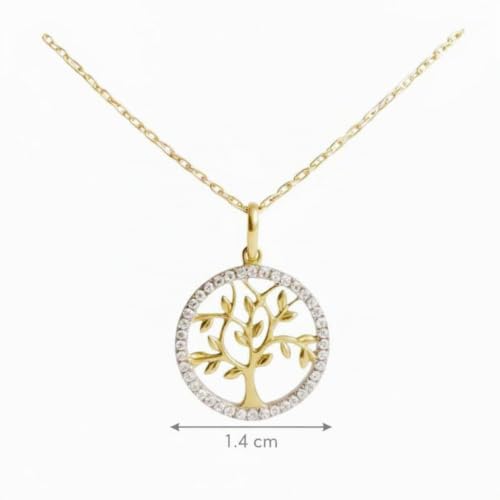 L'Atelier d'Azur Arbre de Vie collier or jaune zirconiums 45 cm
