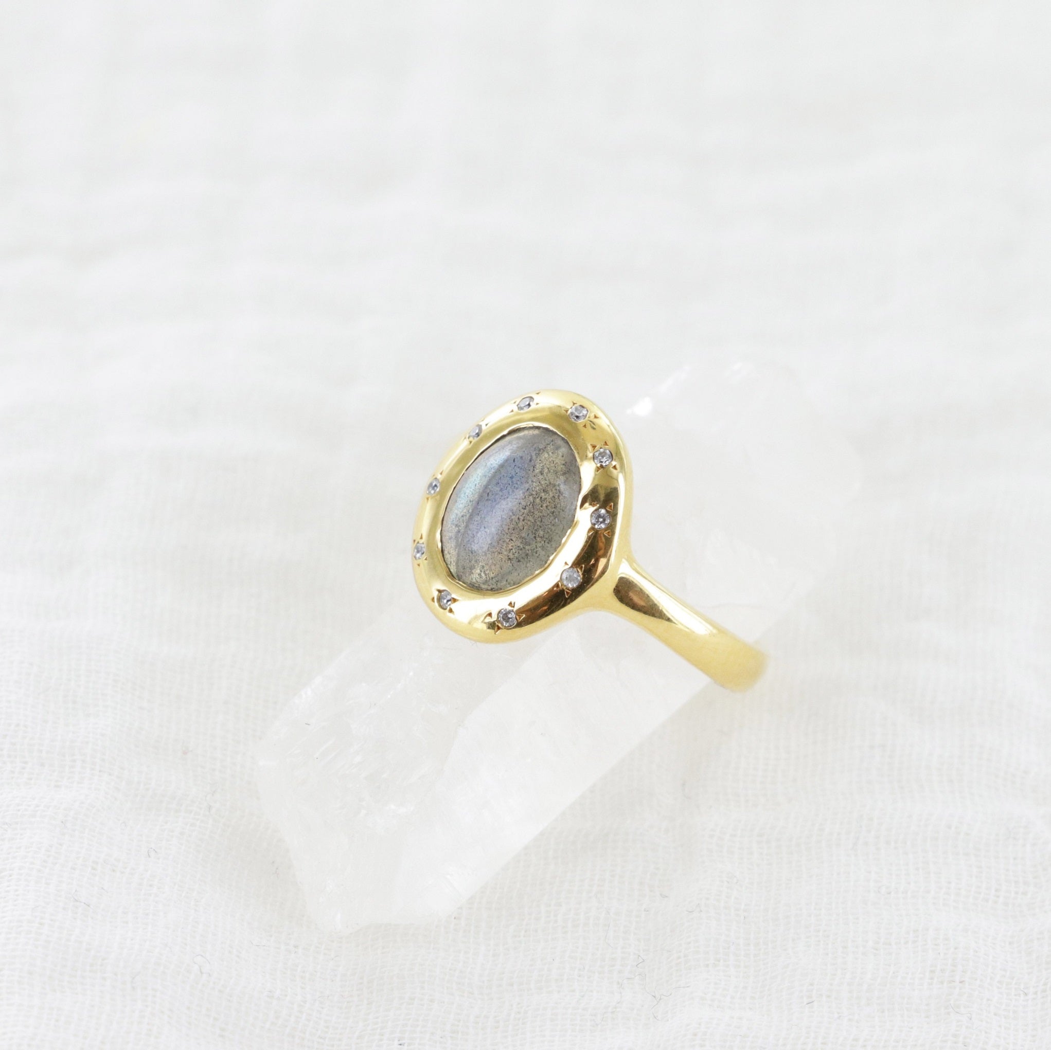 Leticia Ponti Pia bague labradorite taille 52 plaqué or