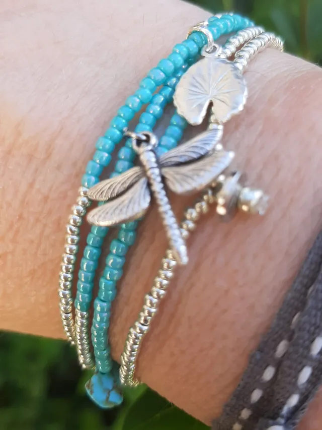 Les Ailes de Gloria Dragonfly bracelet multirangs femme fantaisie