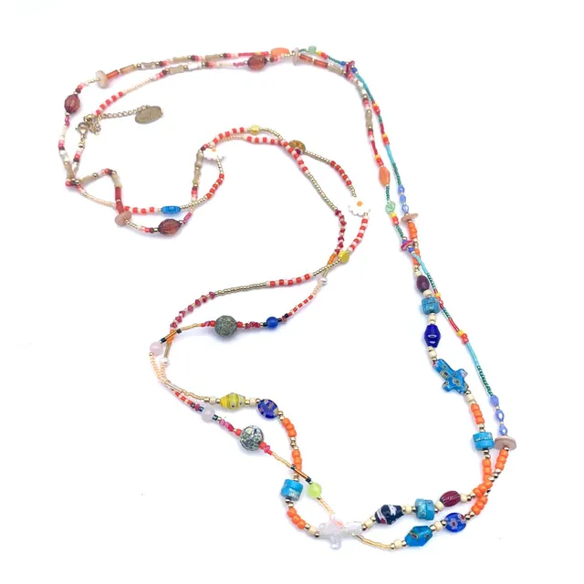 Hypnochic Summer sautoir long fantaisie multicolore 2 m