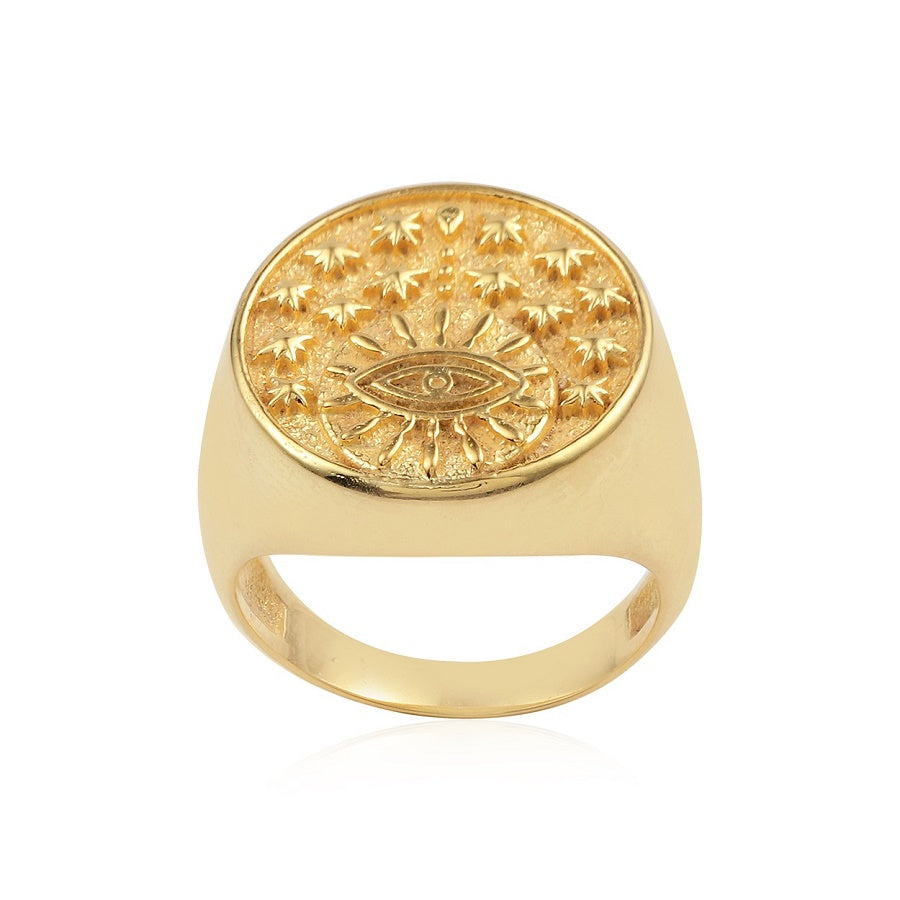 Leticia Ponti Luck Talisman chevalière gravée taille 52 plaqué or