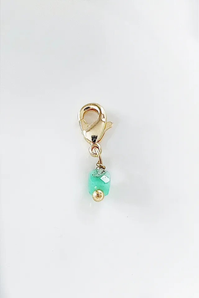 Ô PLUM Breloque Cube Chrysoprase charm plaqué or
