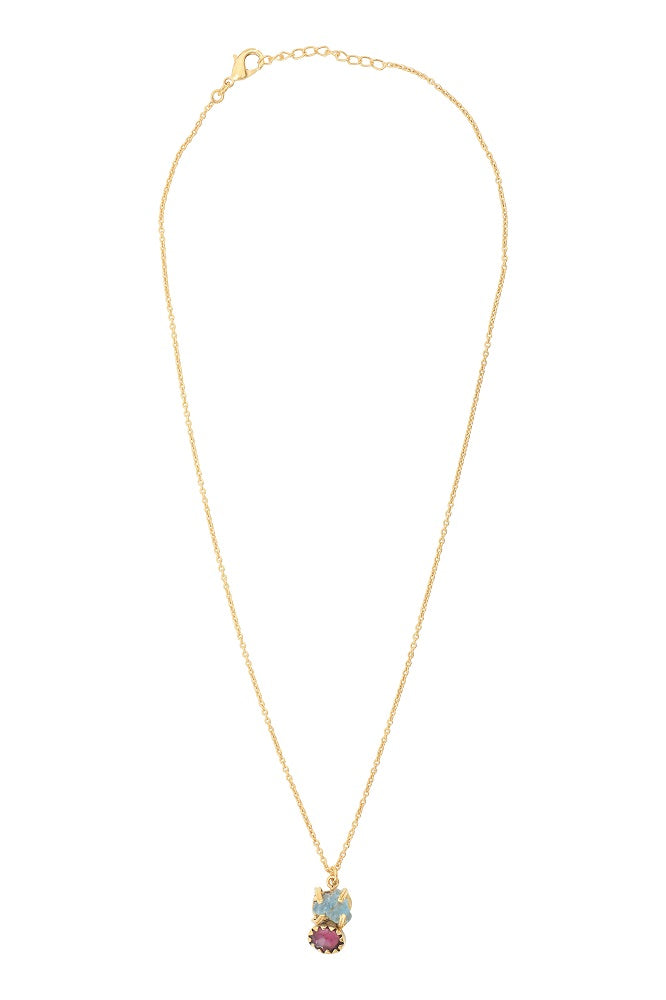 Leticia Ponti Gaby collier aigue-marine 40 cm plaqué or