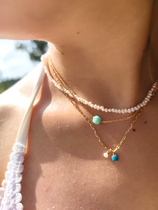 Ô Plum Aliette collier perles plaqué or 42 cm