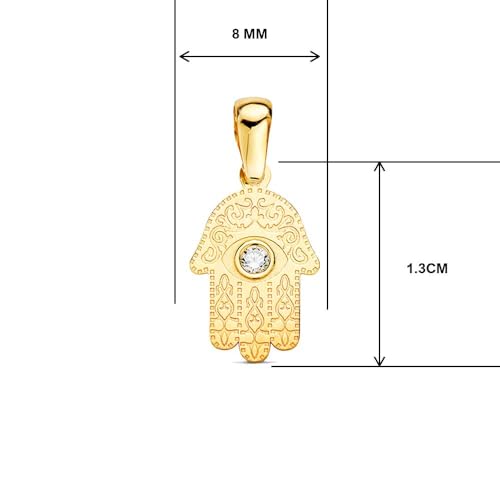 L'Atelier d'Azur Pendentif Main Fatma or jaune 18 carats zircon