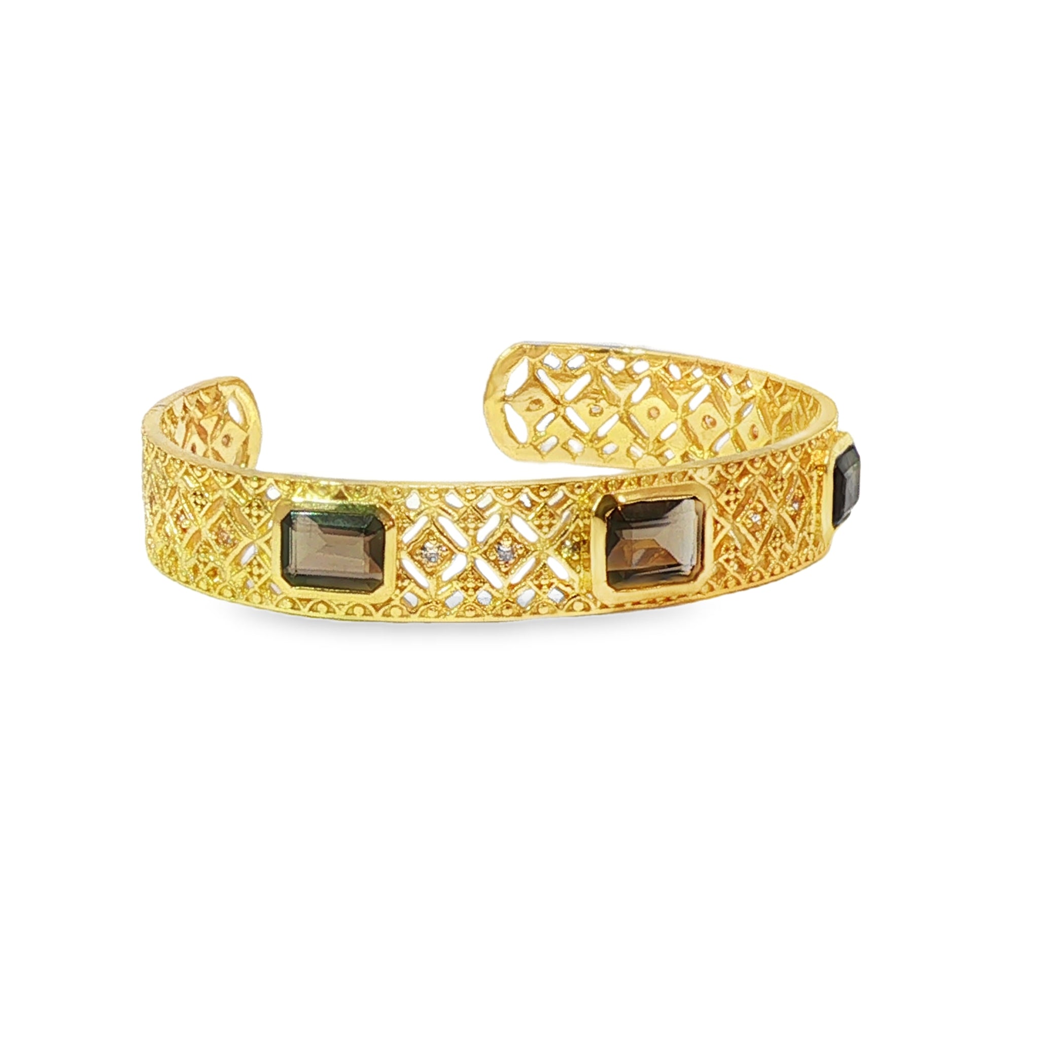 Leticia Ponti Eugénie manchette citrine plaqué or réglable