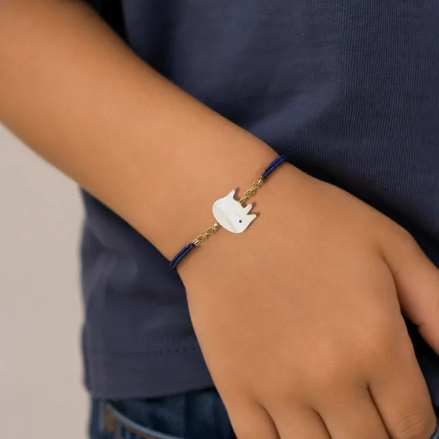 Ô PLUM Bracelet Cordon Éléphant bracelet plaqué or nacre