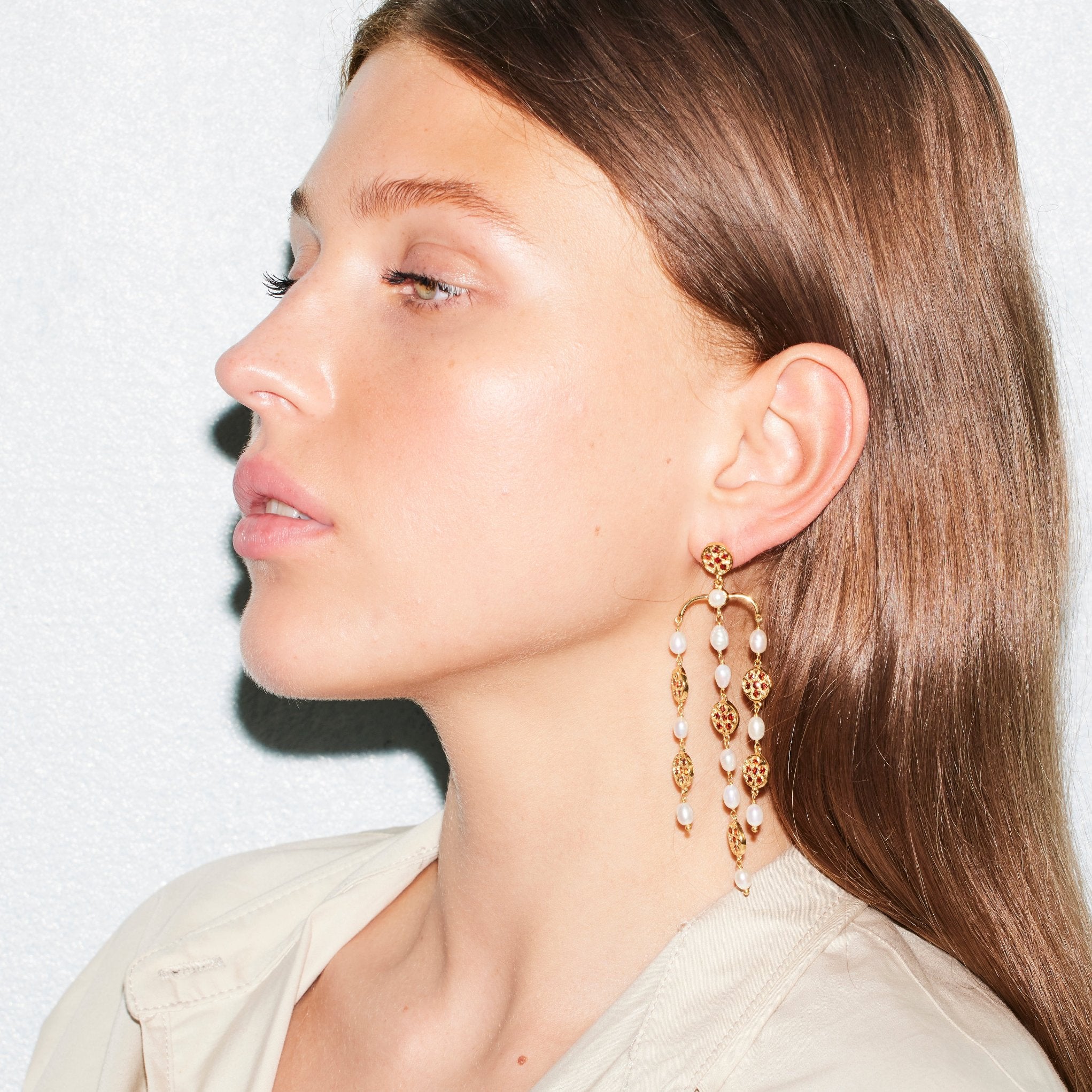 Leticia Ponti Gina XL boucles iolite perle plaqué or