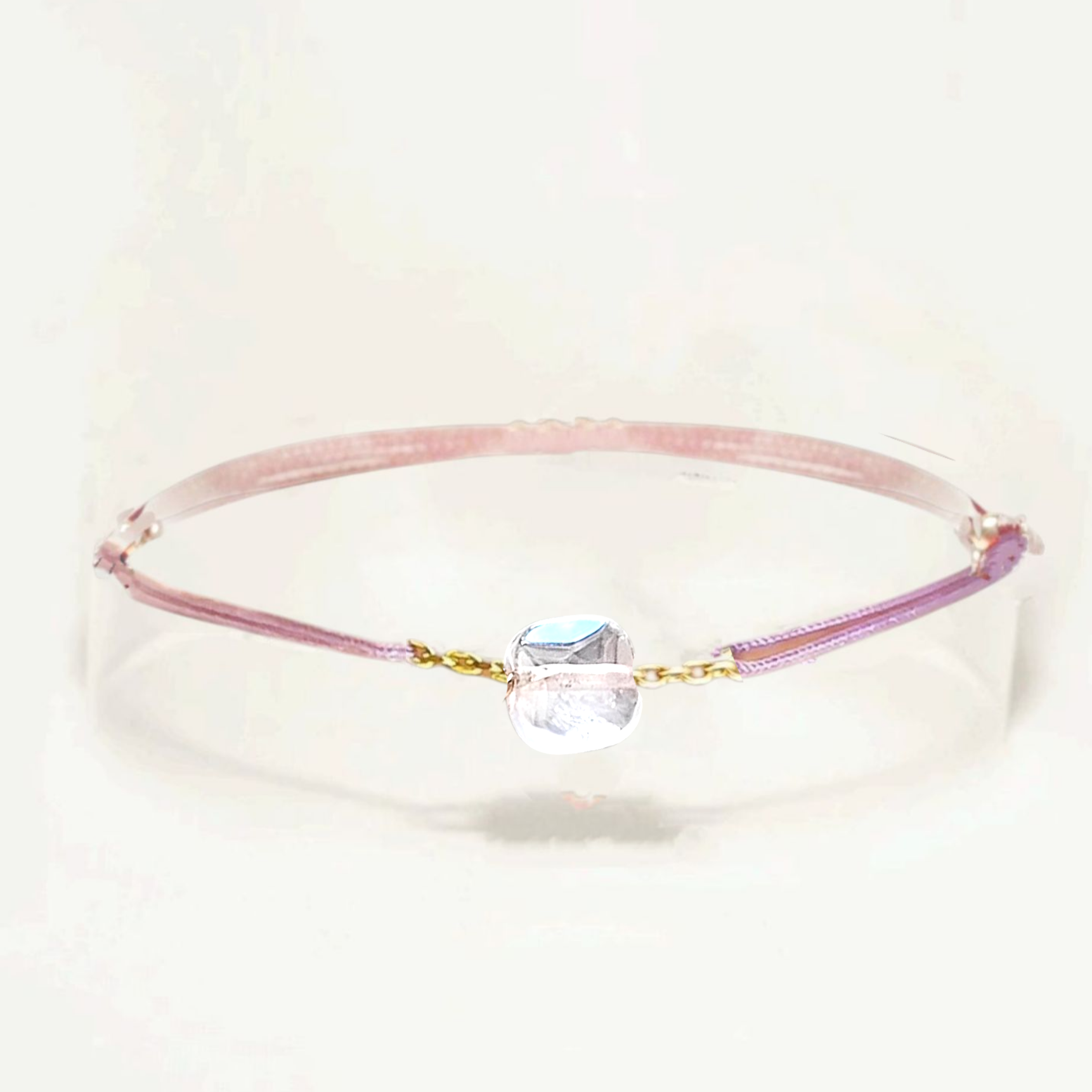 Ô PLUM Cordon bracelet quartz rose plaqué or réglable