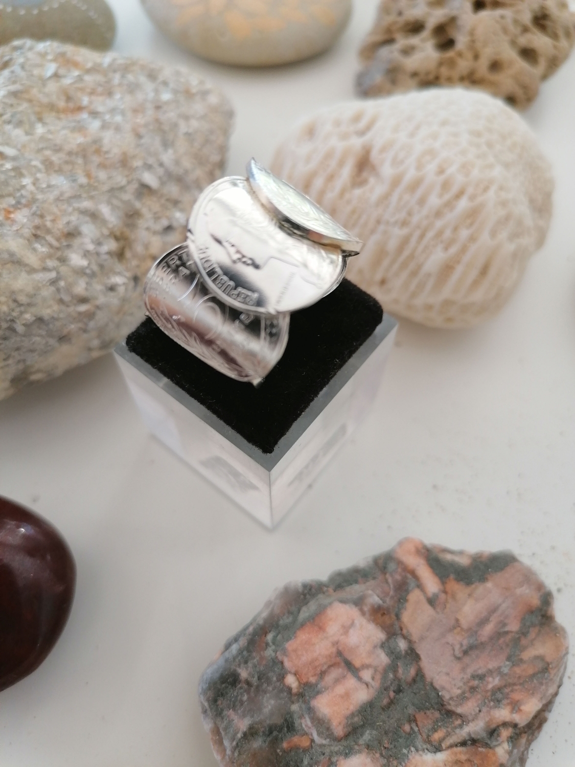 Le P'tit Franc Iel bague 3 pièces 5 centimes plaqué or