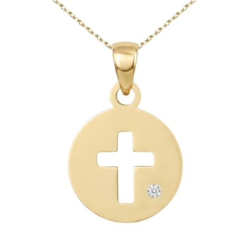 L'Atelier d'Azur Pendentif Médaille Croix or diamant 42 cm