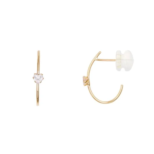 L'Atelier d'Azur Boucles Cœur Zirconium Or 375 Femme