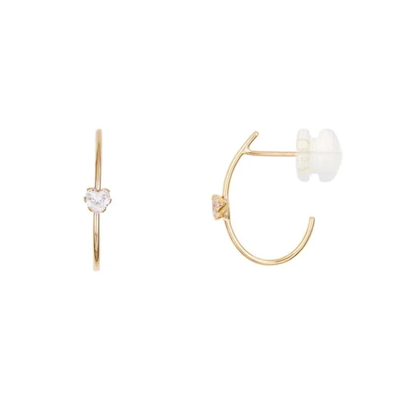 L'Atelier d'Azur Boucles Cœur Zirconium Or 375 Femme