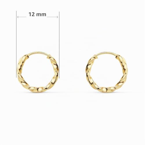 L'Atelier d'Azur Créoles Or Jaune Torsadées boucles d'oreilles 1,2 cm